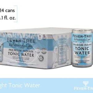Fever-Tree Light Tonic Water Cans, 5.07 Fl Oz (Pack of 24), Lower in Calories, No Artificial Sweeteners, Flavorings or Preservatives (Packaging may vary)