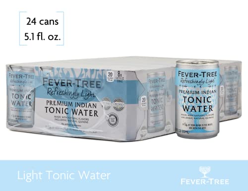 Fever-Tree Light Tonic Water Cans, 5.07 Fl Oz (Pack of 24), Lower in Calories, No Artificial Sweeteners, Flavorings or Preservatives (Packaging may vary)