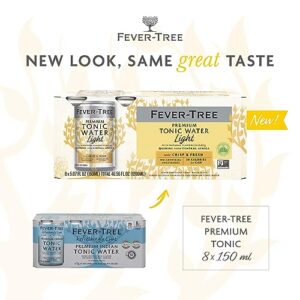 Fever-Tree Light Tonic Water Cans, 5.07 Fl Oz (Pack of 24), Lower in Calories, No Artificial Sweeteners, Flavorings or Preservatives (Packaging may vary)