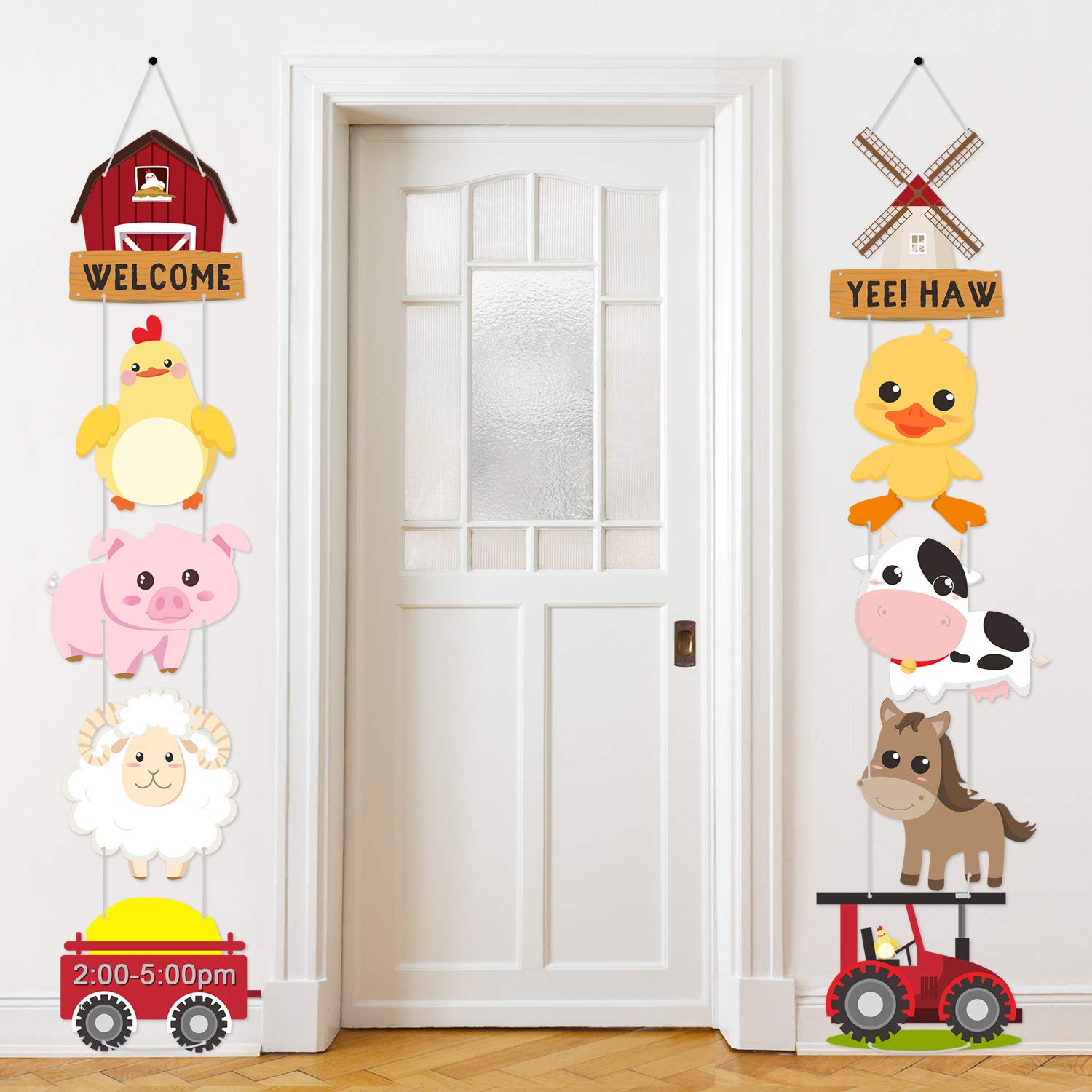 Farm Animal Themed Party Decorations, Farm Animal Cutouts Banner, Farm Animals Theme Party Door Signs for Baby Shower Family Reunion Theme Party Supplies