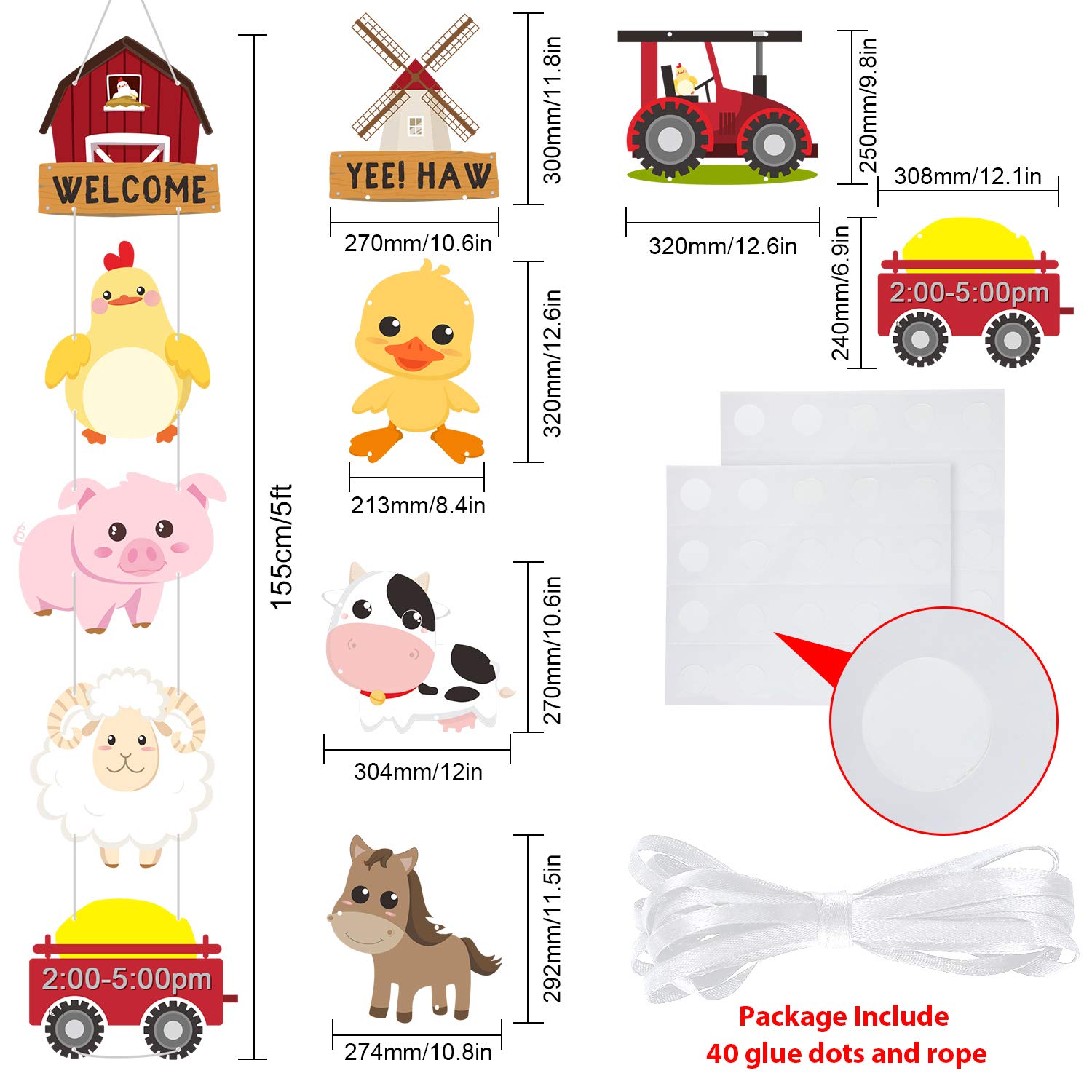 Farm Animal Themed Party Decorations, Farm Animal Cutouts Banner, Farm Animals Theme Party Door Signs for Baby Shower Family Reunion Theme Party Supplies