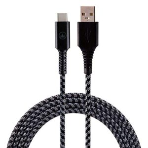 ecosurvivor usb type c cable, usb-a to usb-c black nylon braided fast charging cable, 8ft, for iphone 15/pro/max, ipad air/pro, macbook, samsung galaxy s23/s22/ultra, google pixel, 44851