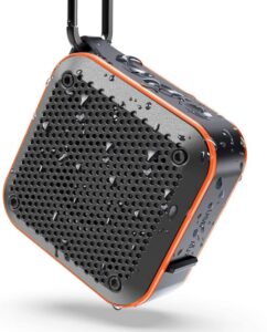 lezii portable ip67 waterproof bluetooth speaker, shower speaker fm radio with hd sound, mini wireless outdoor speaker, tf card sd aux, 12h playtime, true wireless stereo for kayaking, boating, hiking