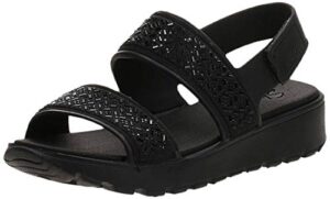 skechers women's foamies footsteps-glam party sandal, black/black, 7 m us