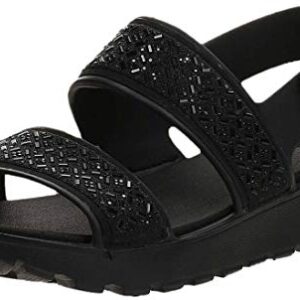 Skechers Women's Foamies Footsteps-Glam Party Sandal, Black/Black, 7 M US