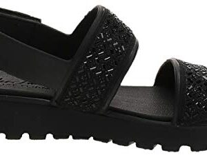 Skechers Women's Foamies Footsteps-Glam Party Sandal, Black/Black, 7 M US