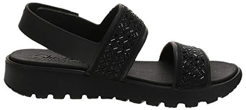 Skechers Women's Foamies Footsteps-Glam Party Sandal, Black/Black, 7 M US