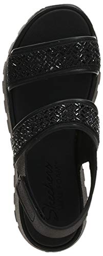 Skechers Women's Foamies Footsteps-Glam Party Sandal, Black/Black, 7 M US