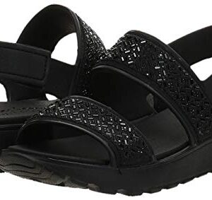 Skechers Women's Foamies Footsteps-Glam Party Sandal, Black/Black, 7 M US