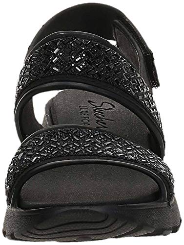 Skechers Women's Foamies Footsteps-Glam Party Sandal, Black/Black, 7 M US