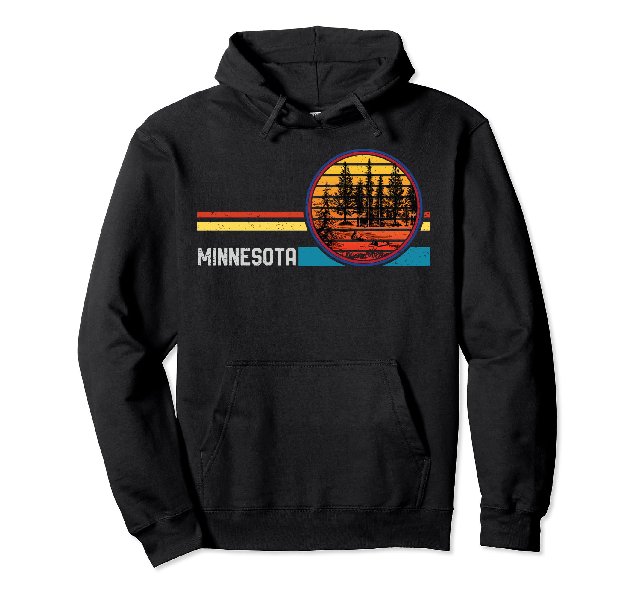 Retro Vintage Minnesota Mn 80s Lake Forest Mountain Sunset Pullover Hoodie