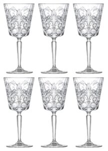 barski goblet - red wine glass - water glass - stemmed glasses - set of 6 goblets - glass crystal - 11 oz. - tattoo designed -beautifully designed made in europe
