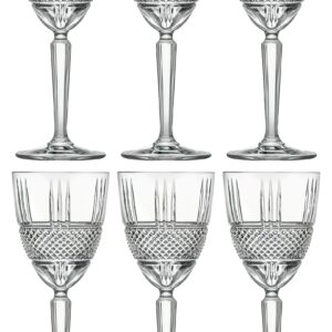 Goblet, White Wine Crystal Glass, Water Glass, Stemmed Glasses, Set of 6 Goblets, 8 oz, Beautifully Designed, by Barski, Made in Europe