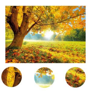 LYWYGG 7x5FT Autumn Golden Maple Deciduous Photography Background Fall Photo Backdrop Wedding Backdrop Newborn Photography Backdrops CP-189