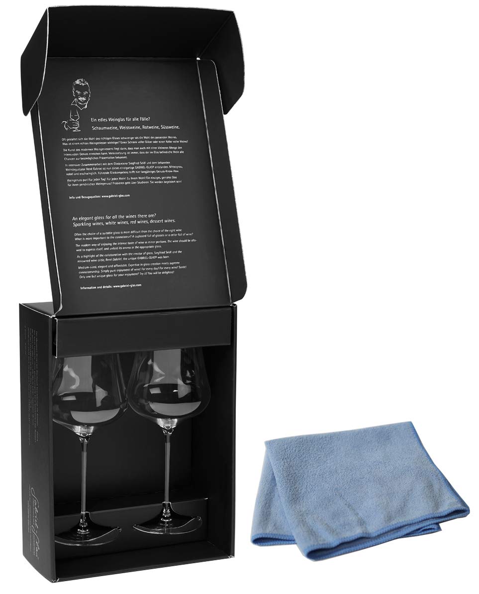 Gabriel-Glas Bundle - 2 items Set of 2 - Austrian Crystal Wine Glass -StandArt Edition, Microfiber Wine Glass Towel