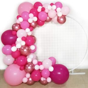 funprt pink balloon garland - metallic rose gold pink white latex balloons - for pink theme party girl birthday baby shower