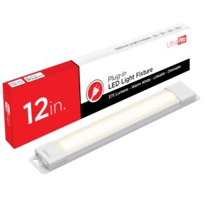 ultrapro 12 inch plug-in linkable under cabinet lights, high/low/off, warm white light (2700k), led under cabinet lighting, under counter lights for kitchen, 44105