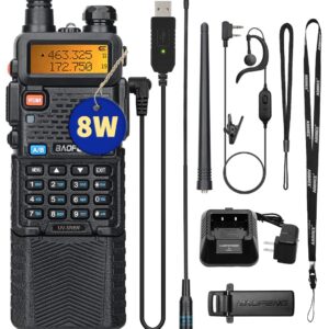 BAOFENG UV-5R 8W Ham Radio High Power Dual Band Portable Two Way Radio Long Range Rechargeable Handheld Radio (Black-1Pack)…