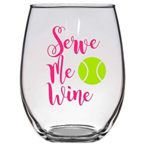 serve me wine tennis wine glass, 21 oz, tennis gift