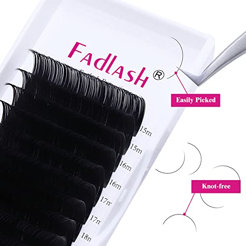 Lash Extension D Curl 15-20mm Mixed Tray Silk Classic Lash Extensions Supplies Individual Eyelash Extensions (0.20-D)