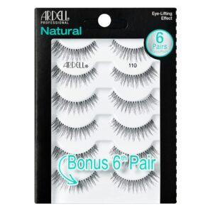 ardell false eyelashes, natural 110, 5 pair + bonus pair multipack for eye-lifting effect