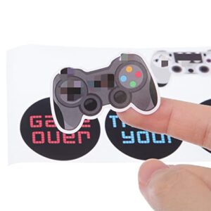 200 Pieces Video Game Controller Stickers for Video Game Party Supplies, Boys Birthday Party Decorations, 5 Styles