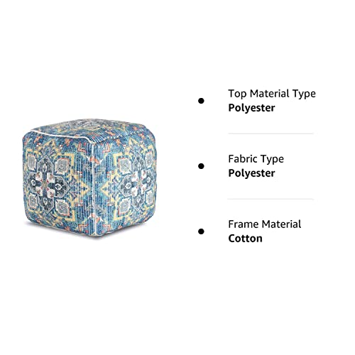 Anji Mountain Square Pouf , 20" x 20" x 20", Blue and Gray