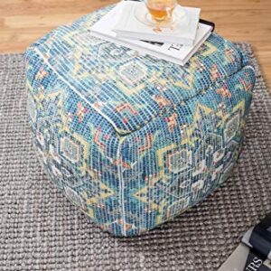 Anji Mountain Square Pouf , 20" x 20" x 20", Blue and Gray