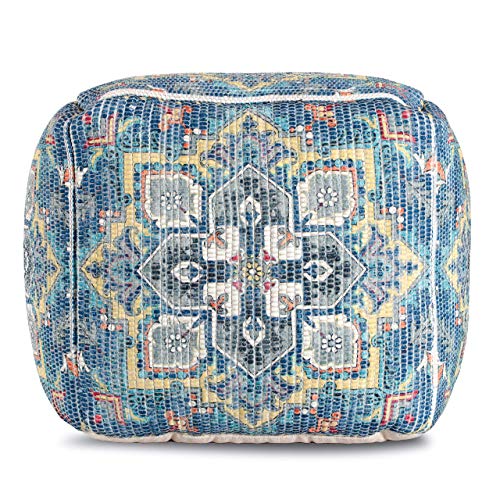 Anji Mountain Square Pouf , 20" x 20" x 20", Blue and Gray