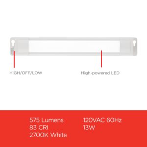 UltraPro 18 inch Plug-in Linkable Under Cabinet Lights, High/Low/Off, Warm White Light (2700K), LED Under Cabinet Lighting, Under Counter Lights for Kitchen, 44106