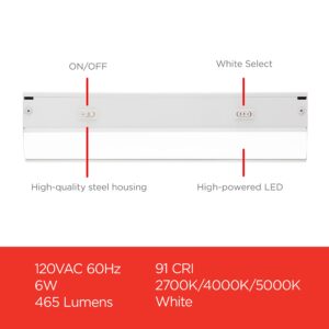 UltraPro 12 inch Hardwired Under Cabinet Lights, 3 Color Settings - 2700K/4000K/5000K - Warm White, Cool White, and Daylight, Under Cabinet Lighting, Dimmable Under Counter Lights for Kitchen, 45366