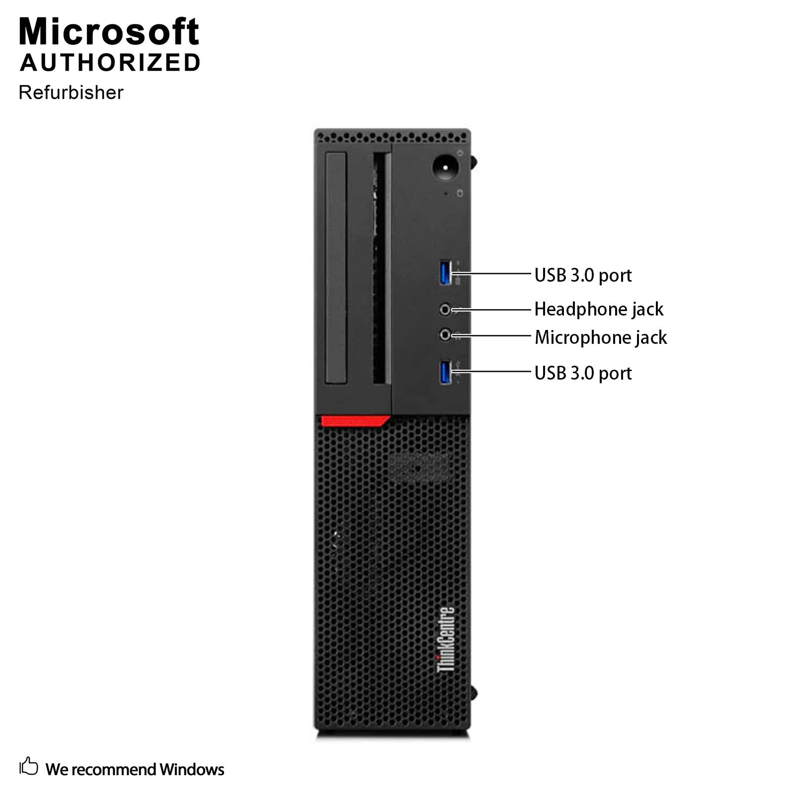 Lenovo THINKCENTRE M700 SFF Business PC, Intel Quad i7-6700 up to 4.0GHz, 16G DDR4, 500G, DVDRW, WiFi, BT 4.0, VGA, DP, Windows 10 64 Bit-Multi Language Supports English/French/Spanish(Renewed)