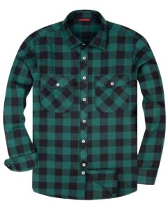 alimens & gentle men's button down regular fit long sleeve plaid flannel casual shirts - color: green, size: large