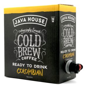 java house cold brew coffee on tap, (128 fluid ounce box) not a concentrate, no sugar, ready to drink liquid (colombian roast)