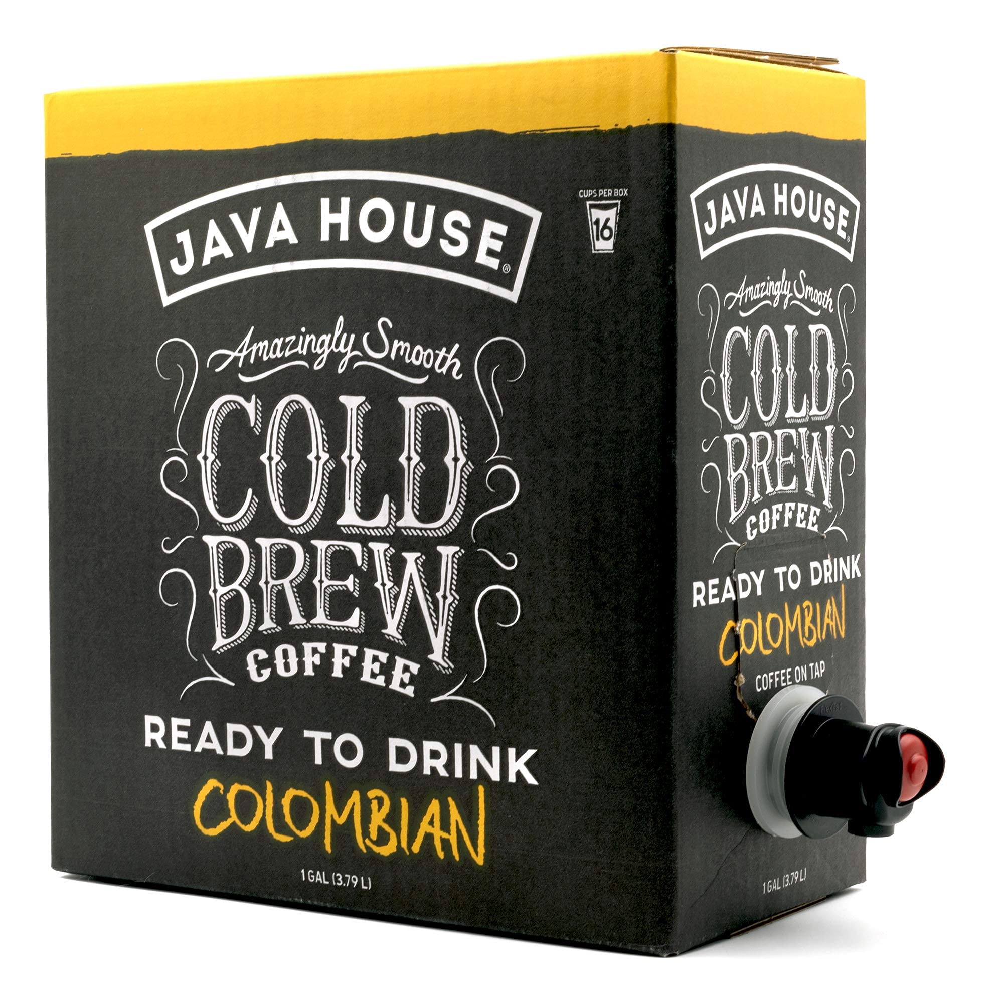 Java House Cold Brew Coffee On Tap, (128 Fluid Ounce Box) Not a Concentrate, No Sugar, Ready to Drink Liquid (Colombian Roast)