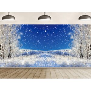 LFEEY 20x10ft Dreamy Forest Snowflake Background Winter Alps Snowy Landscape Photography Backdrop Falling Snow Covered Pine Tree Fir Mountain Snowfield Christmas New Year Holiday Studio Vinyl Props