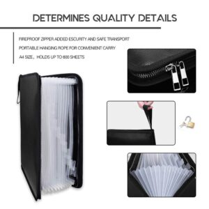 Fireproof Document Bag Fire & Water Resistant File Folder A4 Size 12 Pockets Fireproof Waterproof Safe Document Holder, Non-Itchy Silicone Coated Portable Filing Pouch for Legal Document(Clear)