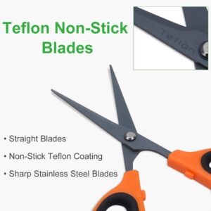 GROWNEER 3 Packs Trimming Scissors Teflon Coated Non Stick Blades Pruning Shears Gardening Hand Pruning Snips with Straight Stainless Steel Precision Blade