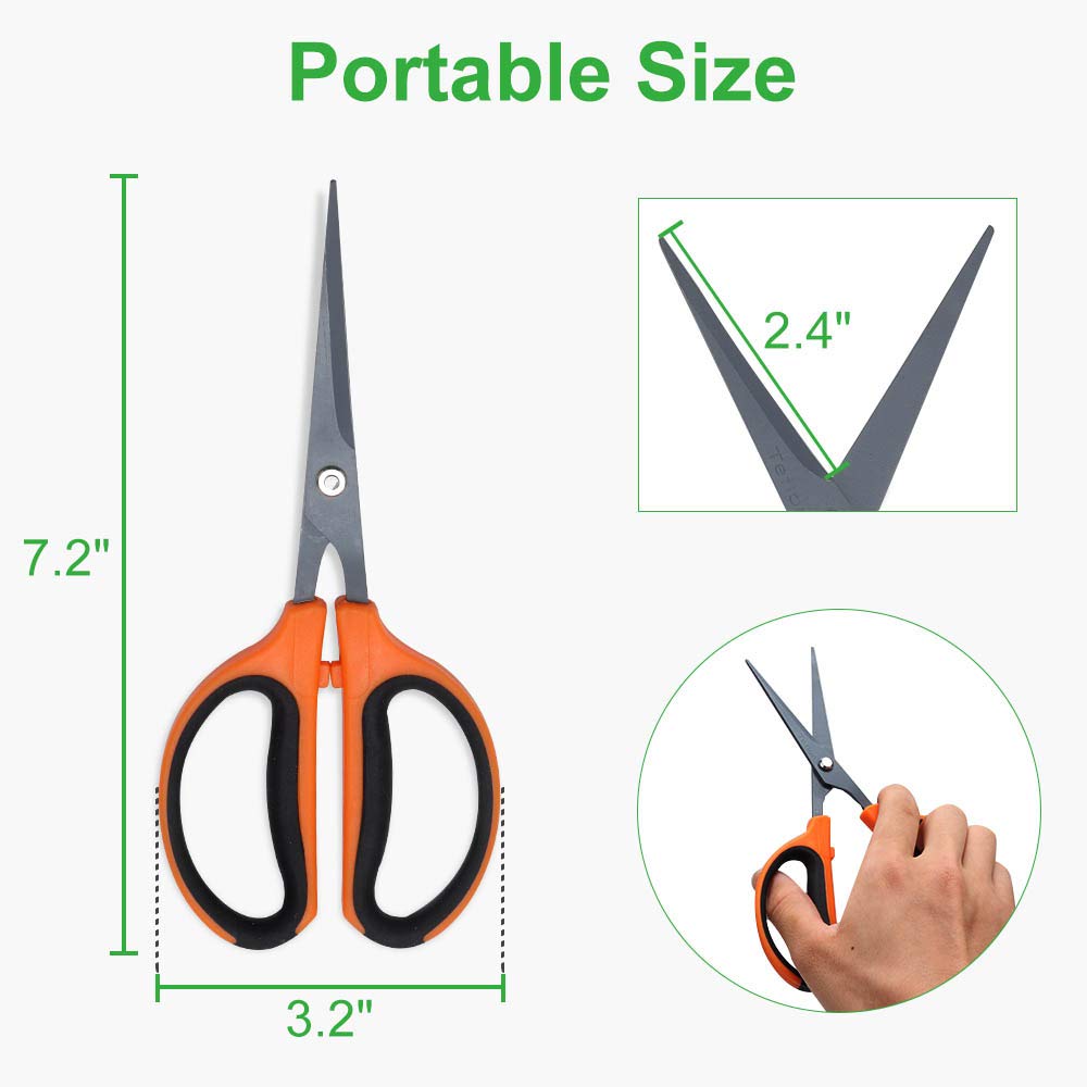 GROWNEER 3 Packs Trimming Scissors Teflon Coated Non Stick Blades Pruning Shears Gardening Hand Pruning Snips with Straight Stainless Steel Precision Blade