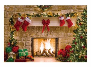 funnytree 7x5ft christmas fireplace backdrop interior vintage xmas tree stockings photography background portrait photobooth party banner decorations photo studio props