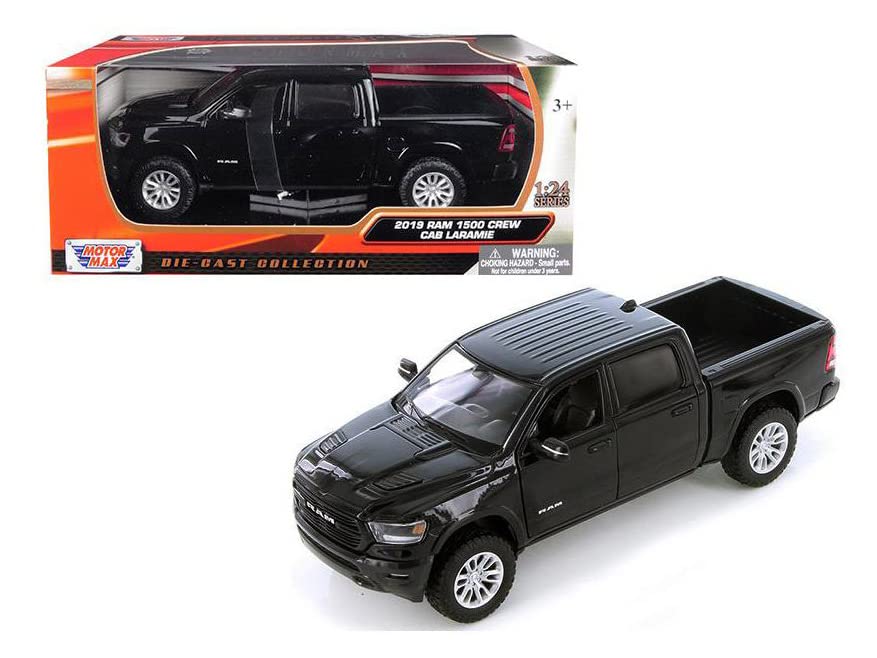 Dodge Ram 1500 Crew Cab Laramie, Black, 2019, Model Car,, Motormax 1:24