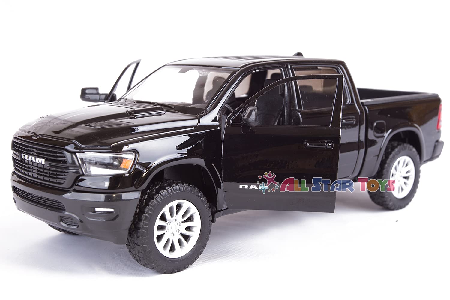 Dodge Ram 1500 Crew Cab Laramie, Black, 2019, Model Car,, Motormax 1:24