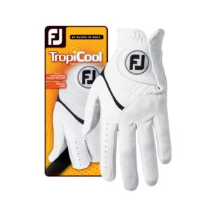 footjoy tropicool gloves, white, large, worn on left hand