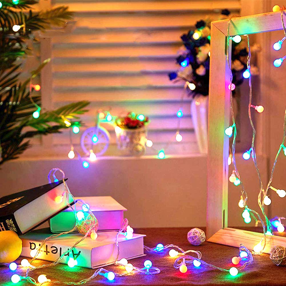 Battery Operated USB 2 in 1 String Lights - 40ft 100 LED Globe String Lights with Timer& Memory Function & 8 Modes String Lights for Christmas Patio Party Indoor Outdoor Bedroom,Multicolor