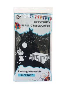 d&z black disposable plastic tablecloth for rectangle tables - 12 pack, 54 x 108 inch table cloths for parties, indoors outdoors, events & weddings, plastic table cover