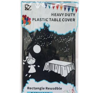 D&Z Black Disposable Plastic Tablecloth for Rectangle Tables - 12 Pack, 54 x 108 inch Table Cloths for Parties, Indoors Outdoors, Events & Weddings, Plastic Table Cover