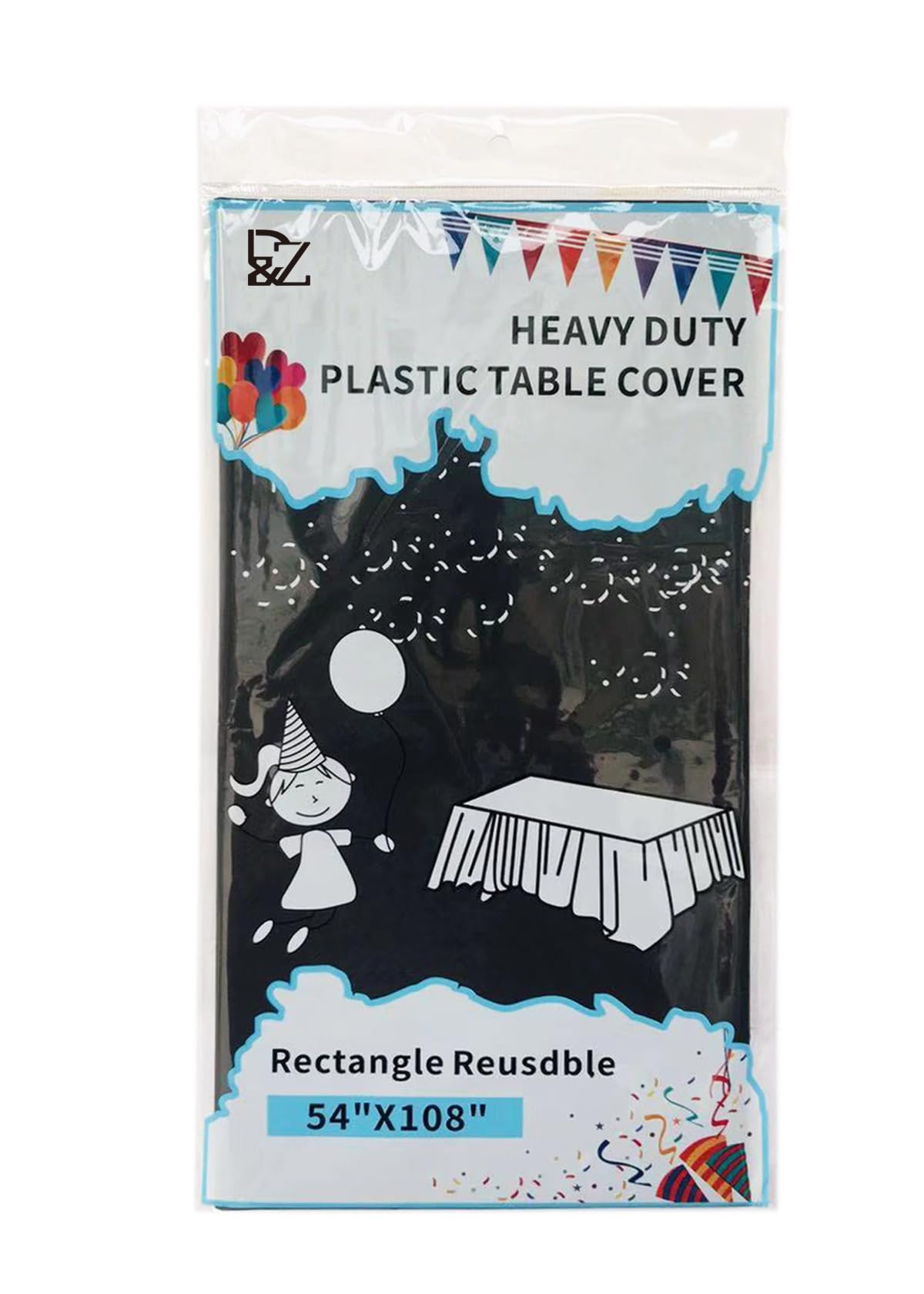 D&Z Black Disposable Plastic Tablecloth for Rectangle Tables - 12 Pack, 54 x 108 inch Table Cloths for Parties, Indoors Outdoors, Events & Weddings, Plastic Table Cover