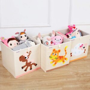 DODYMPS Foldable Animal Toy Storage Bins/Cube/Box/Chest/Organizer for Kids & Nursery, 13 inch (Giraffe)