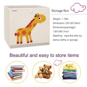 DODYMPS Foldable Animal Toy Storage Bins/Cube/Box/Chest/Organizer for Kids & Nursery, 13 inch (Giraffe)