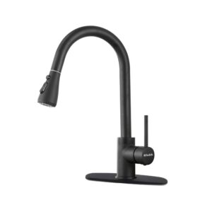 klabb 8008 kitchen faucet matte black single handle brass pull out kitchen faucet with sprayer with desk plate